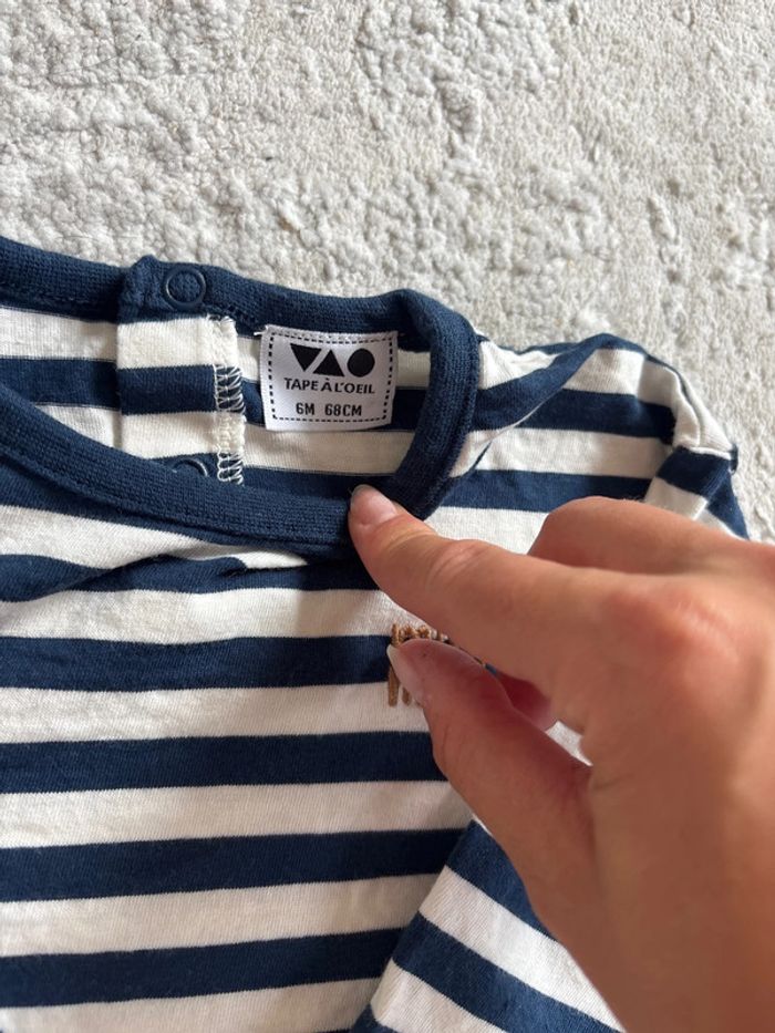T-shirt manche longue marinière mini nous 6 mois tape à l’œil - photo numéro 4
