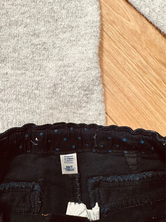 Taille 8 ans tenue 2 pièces fête fille Okaïdi Kiabi gris bleu marine * scintillant * 🎄 - photo numéro 6