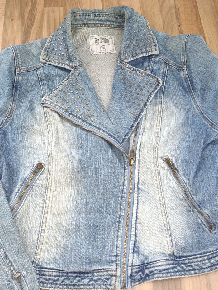 Veste perfecto Jean bleu Kiabi 42 - photo numéro 2