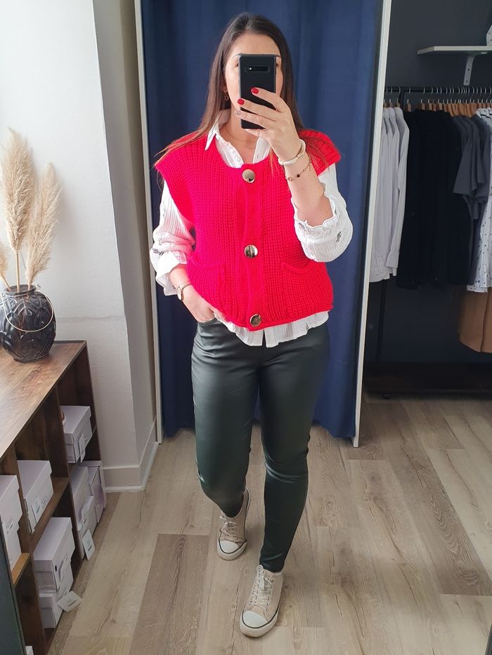 Pantalon simili cuir Séville olive Taille 42 - photo numéro 5