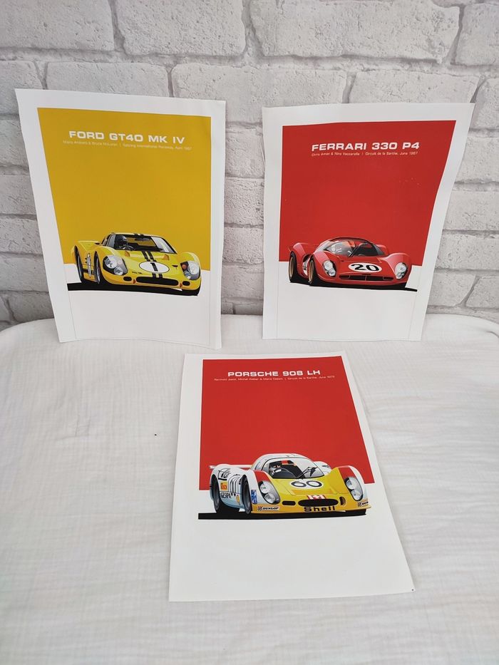 Lot affiche toile voiture de course - photo numéro 2