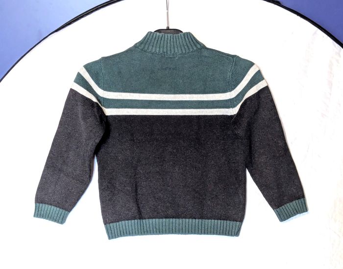Pull Kiabi Chaud Anthracite Bas Vert Haut Col Fermeture Eclair Vêtement Tendance Mode Enfants - photo numéro 5