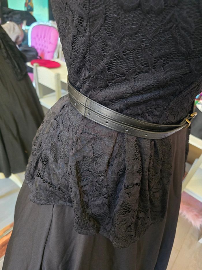 Robe pinup sublime cérémonie bi matière + ceinture belle poque neuve - photo numéro 5