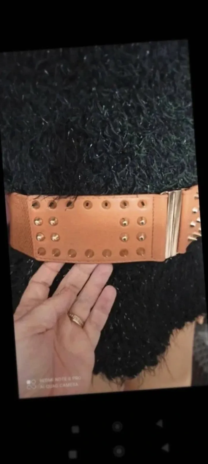 Ceinture Camel clous  dorés élastique 70/90  cm - photo numéro 3