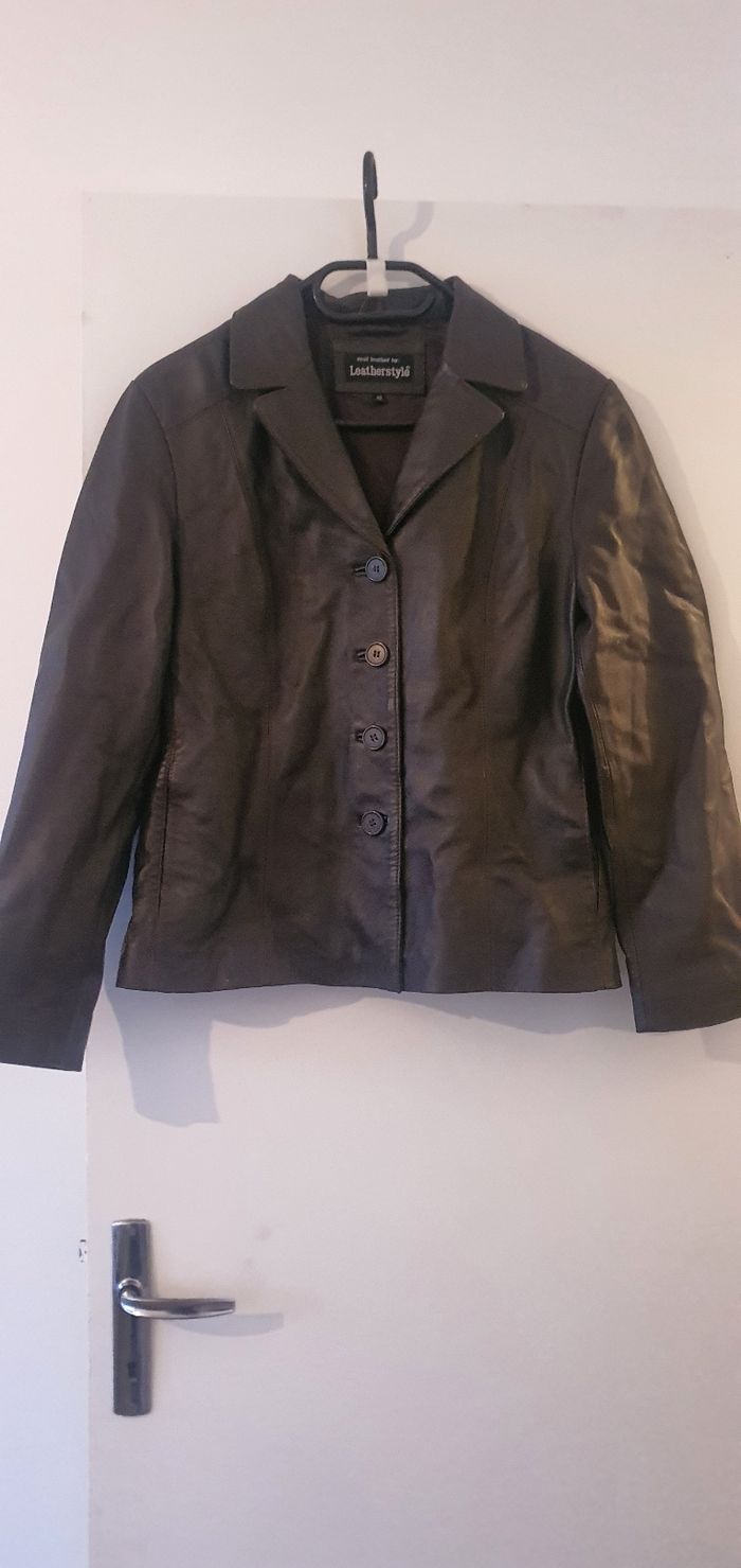Veste cuir marron