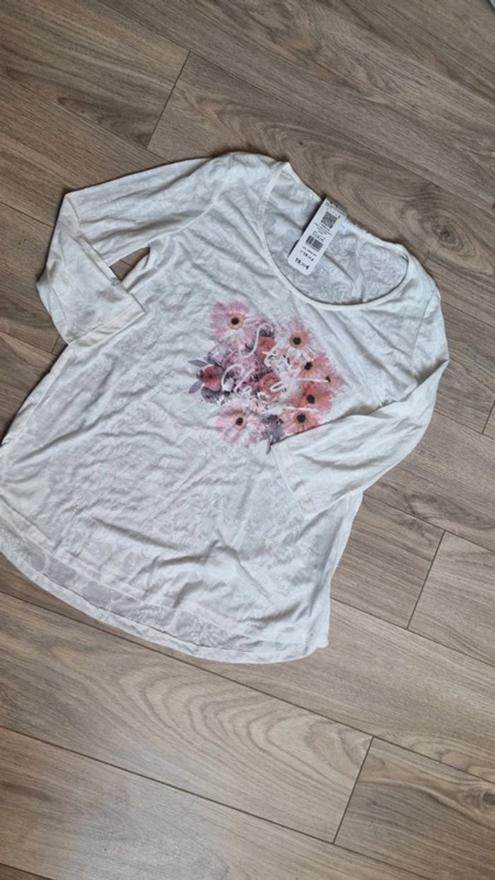 Haut tee shirt blanc neuf étiquette T4 40 42 L - photo numéro 2