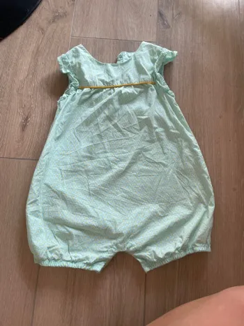 Combinaison barboteuse vert menthe et jaune