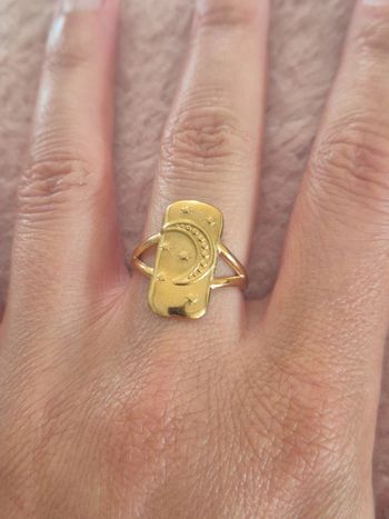 Jolie bague motif etoile et lune en acier