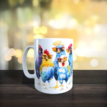 Mug humour belles poulettes à l'horizon