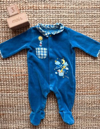 Pyjama velours Sergent Major 3mois / 60cm