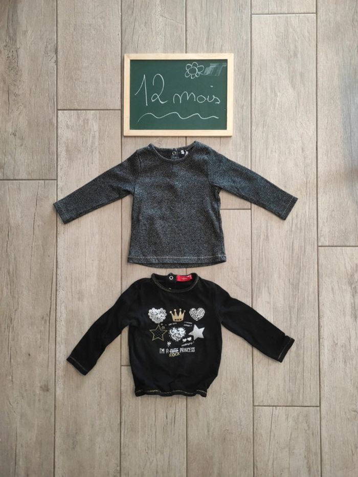 Lot de 2 pulls noirs rock 12 mois