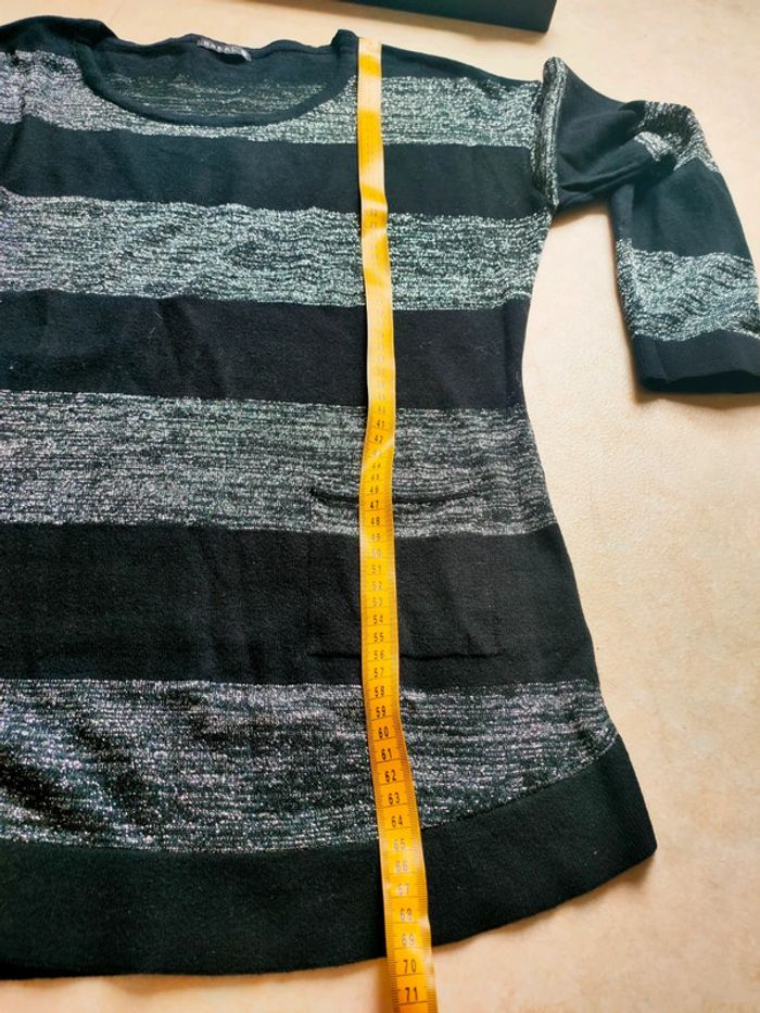 Pull rayé gris et noir ample taille 38 marque bréal - photo numéro 8