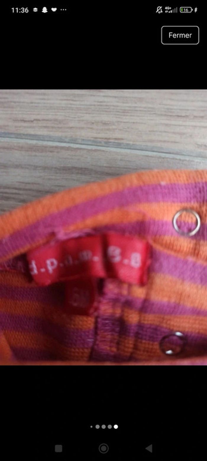 Ensemble tenue bébé 6 mois rose et orange veste/gilet rose robe rose body a rayures collant - photo numéro 8