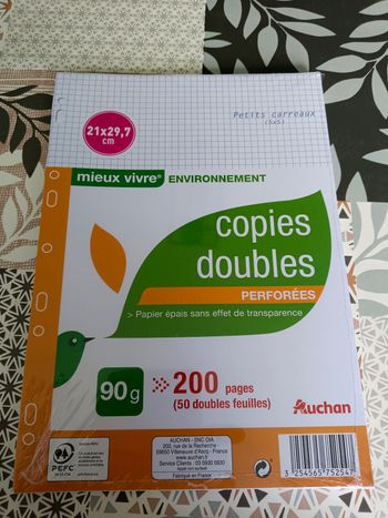 Lot de 200 feuilles copies doubles petit carreaux