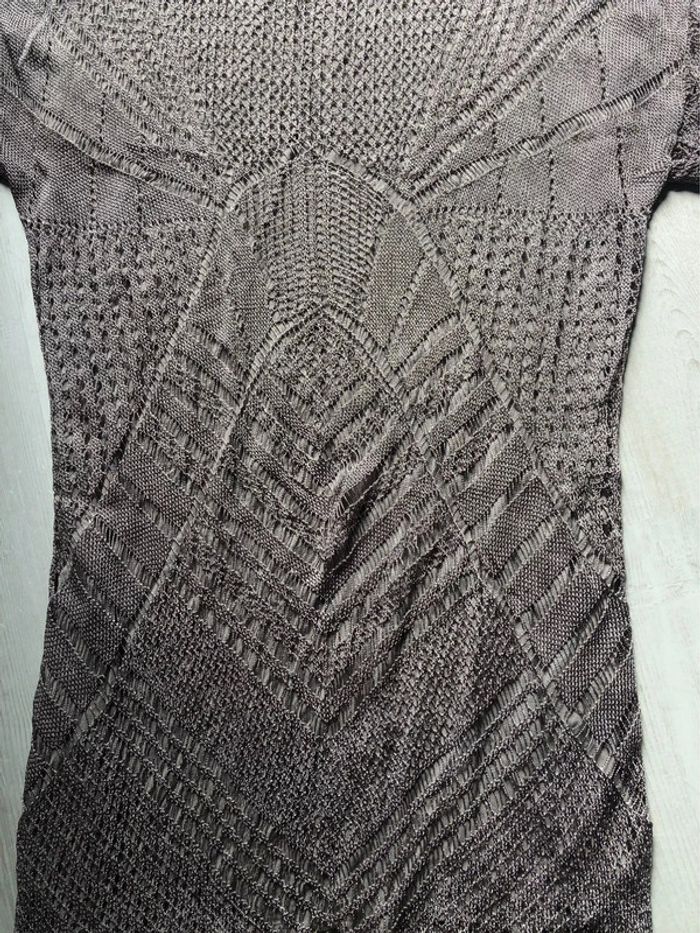 AN21- Robe longue crochet « Ulla Popken » gris/taupe T48-50 portée 1 soirée - photo numéro 5