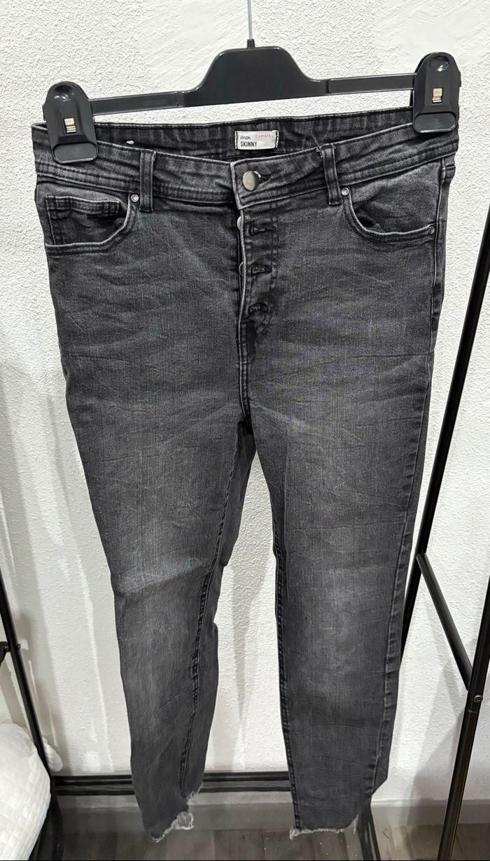 Jean skinny noir effet délavé en coton Camaïeu - Taille 40