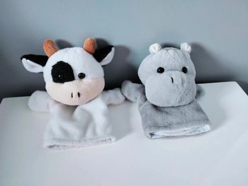 Lot peluches marionnettes - 🐮  et hippopotame