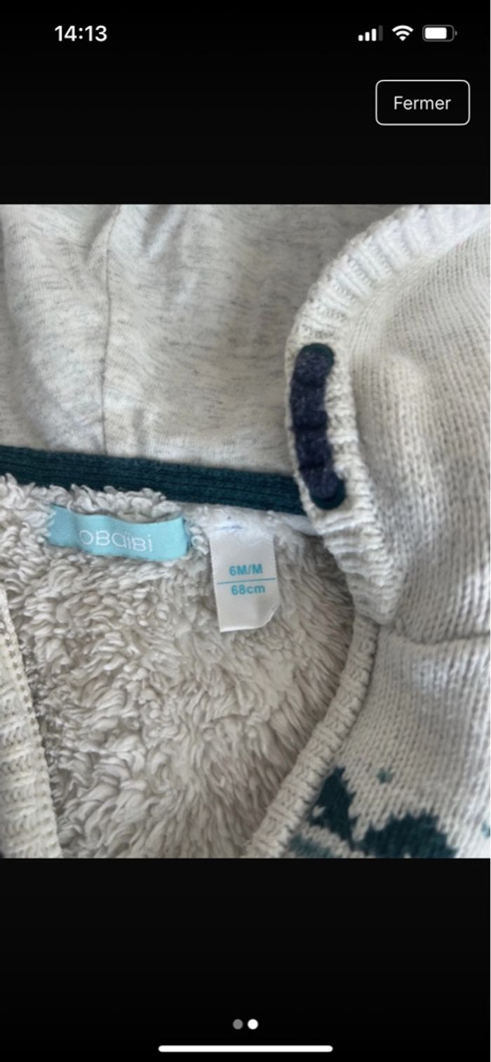 Gilet zippé 6 mois. - photo numéro 2