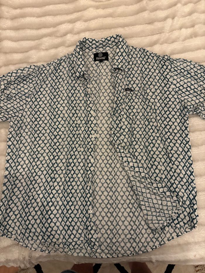 Chemise Hawaii Blanche et Bleu