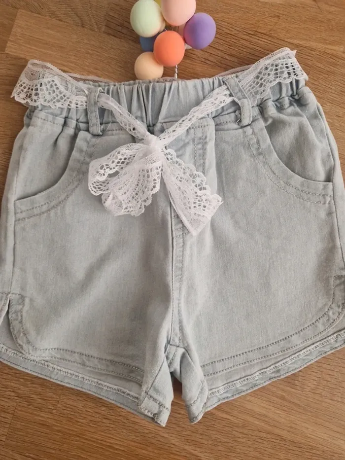 Short en jean Shein ceinture dentelle 6ans