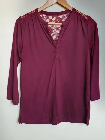 Blouse bordeaux manche 3/4 taille S