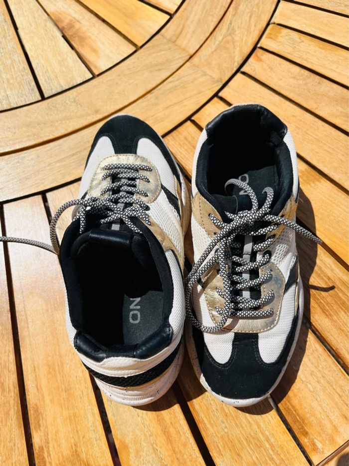 Baskets femme doré noir sport ville mode tenue besson chaussures - photo numéro 3