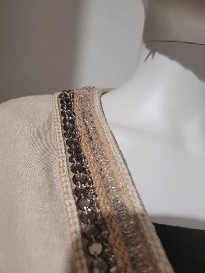 Veste perles avec du lin - photo numéro 3