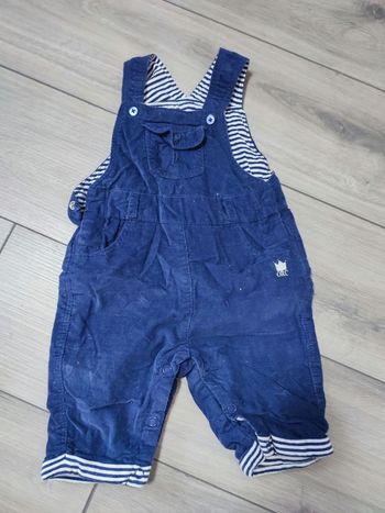 Salopette orchestra velours bleu 3 mois