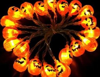 Lot 2 Guirlandes citrouilles lumineuses 2 mètres, Halloween lumineuses 20 LED extérieure et intérieu