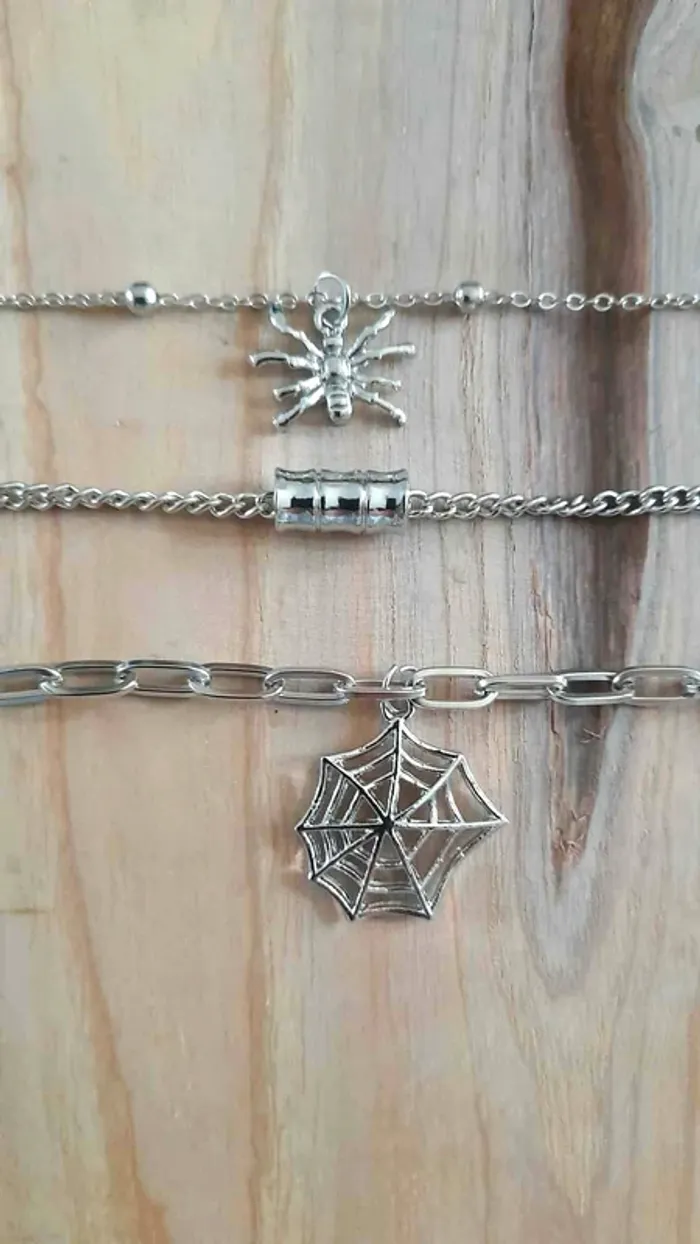 Collier triple rangs argenté - photo numéro 2