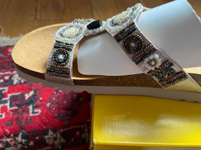 Magnifiques mules Scholl New Bogota Wedge argenté - photo numéro 3