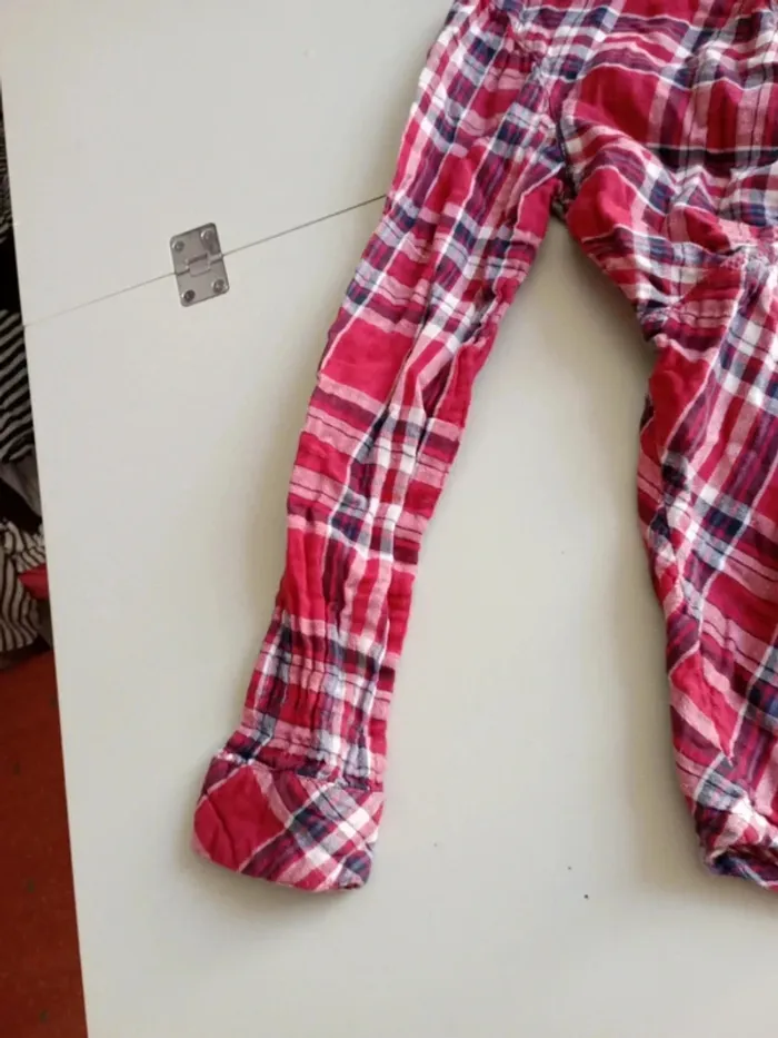 Chemise rayée à carreaux tissaia 12 ans rouge à pression - photo numéro 8