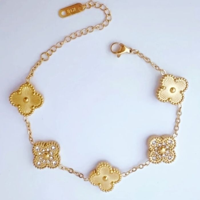 Lot de 4 bracelets en acier inoxydable 18K trèfle 1,2cm porte-bonheur 🍀 résistant à l'eau