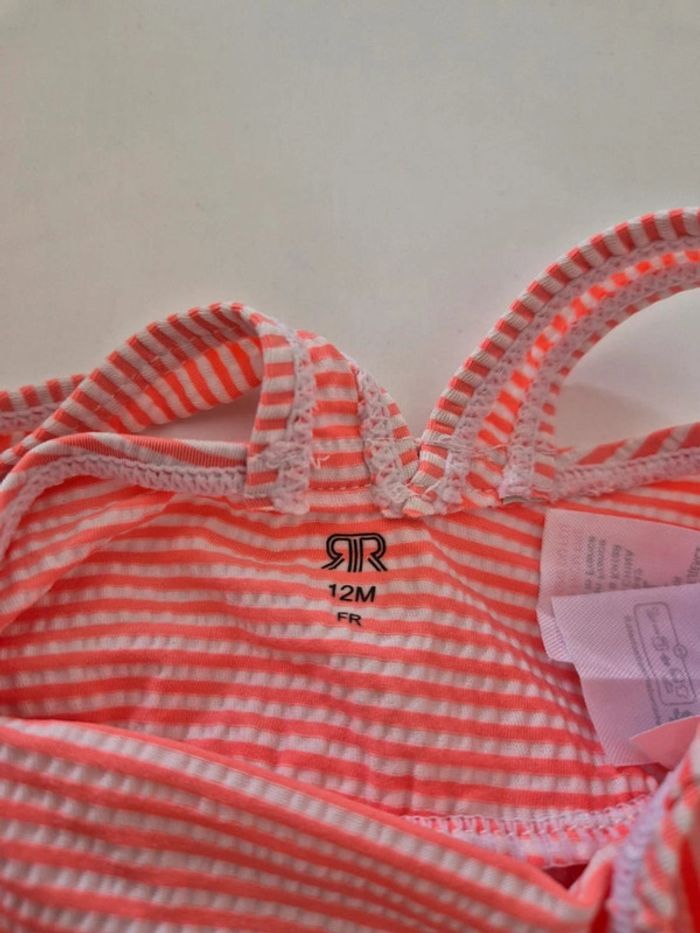Maillot de bain 1 pièce bébé 12 mois La redoute neuf rose orangé - photo numéro 3