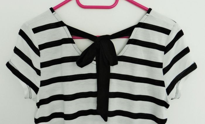 T shirt raye noir et blanc. Camaieu. Taille 38 - photo numéro 4