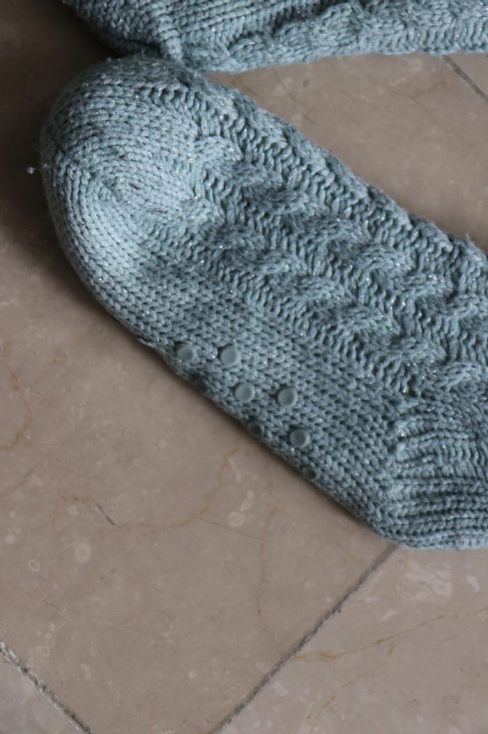 Chaussette chausson hiver bleu - photo numéro 2