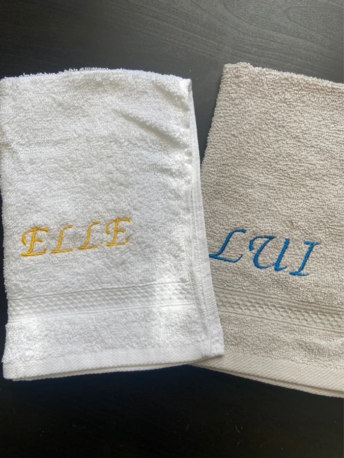 2 Serviettes de bain elle et lui - photo numéro 2