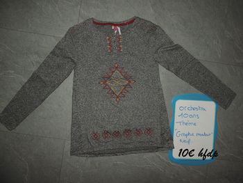 tee shirt manche longue orchestra thème "graphic moutain " 10 ans