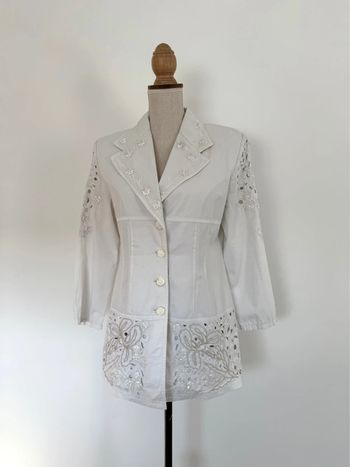 Veste blazer dentelle broderie vestido stretch denim manches vest manteau blouson Giacca jacket