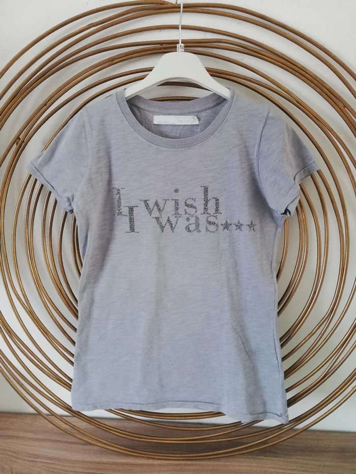 Tshirt à manches courtes Zara gris à strass Taille M - photo numéro 6