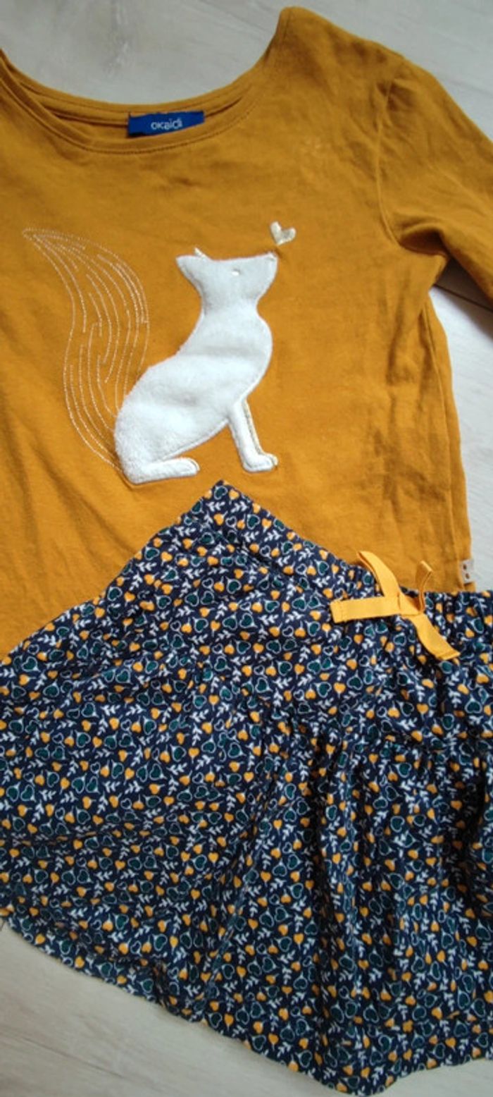 Ensemble t-shirt manches longues renard et jupe Okaïdi - photo numéro 2
