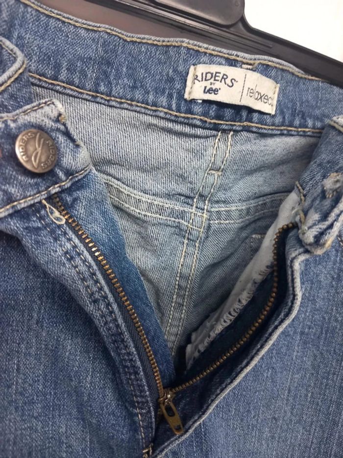 Jeans taille haute Lee vintage bleu foncé en coton - photo numéro 5