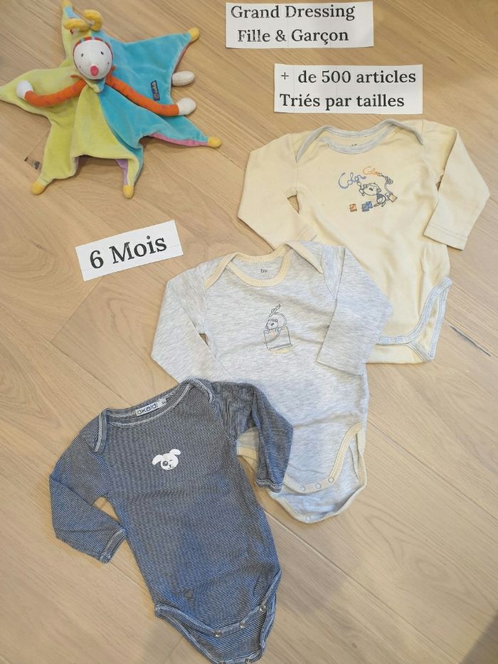 Lot de 3 bodies manches longues  6 mois