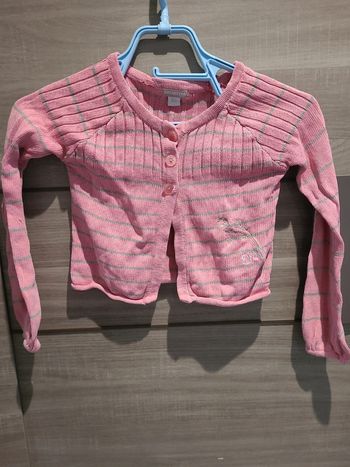 Gilet rose à rayures, taille 8 ans