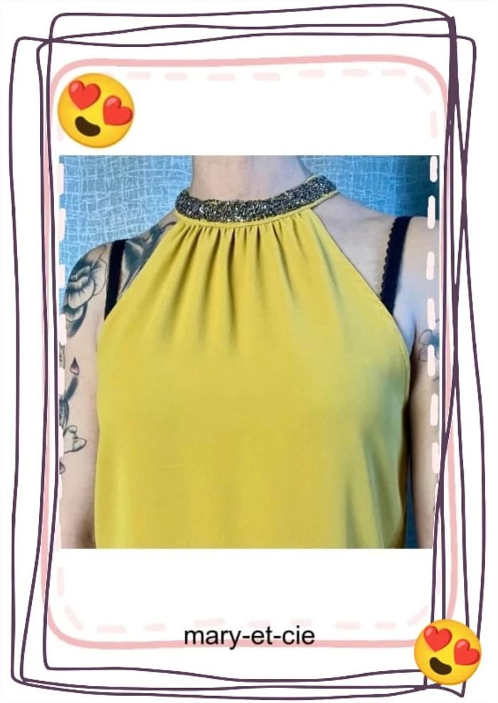 SOLDÉ - Blouse fluide taille M couleur moutarde - photo numéro 3