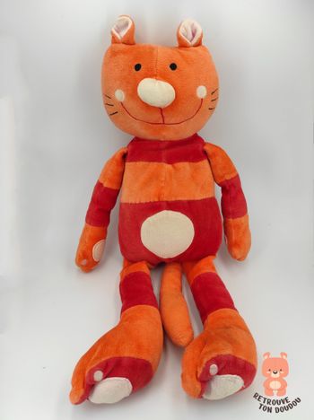 Peluche Chat Rayé orange rouge