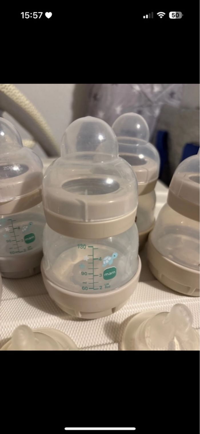 Lot 5 biberons MAM 130ml anti colique