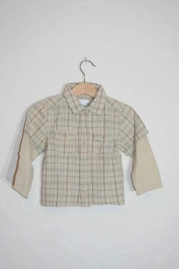 Chemise à carreaux beige Obaibi 23 mois