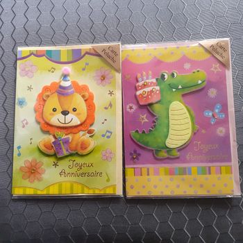 Lot 2 cartes "Joyeux Anniversaire" pour enfant