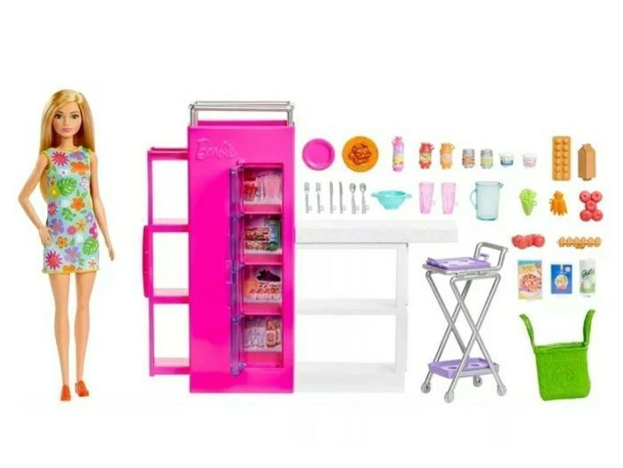 BARBIE COFFRET CUISINE AVEC GARDE MANGER ET ACCESSOIRES POUPEE INCLUSE - photo numéro 7